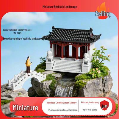 Chinesisches Retro-Mikrolandschafts-Felsen-Pavillon: Wasserabsorbierender Stein Aquarium Bonsai Dekoration