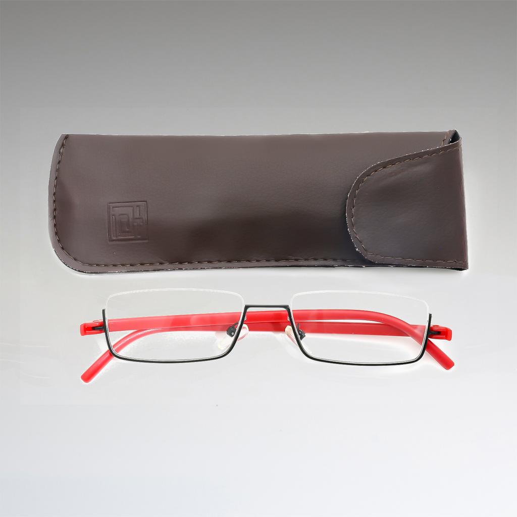 Fashion Reading Glasses Ultra Narrow Lightweight Semi Rimless Metal Frame Free Case Gift