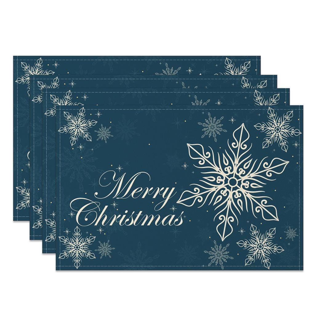 Christmas Table mat dining table Xmas Tree Snowman Santa Gingerbread House Linen Fabric Merry Christmas Holiday Table Decoration