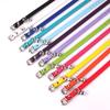 Crosspu Multi-Color Leather Dog Collar with Bell - Simple, Flat Design for Pets