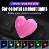 Ambient Lighting for Car Interior Lights Heart-Shaped Car Lighting Cute Decor Color Changing Atmosphere Lamp Romantic Nightlight