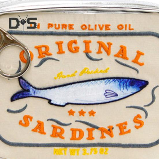 Canned Sardines Makeup Bag Large Capacity Zipper Closure Exquisite Embroidery Patterns Portable Travel Toiletry Bag Cosmetic Organizer