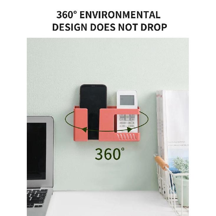 1PC Wall-Mounted Remote Control Storage Box Rack Non-Punching for TV Air Conditioning Mobile Phone Charging Organizer Cup Holders 5