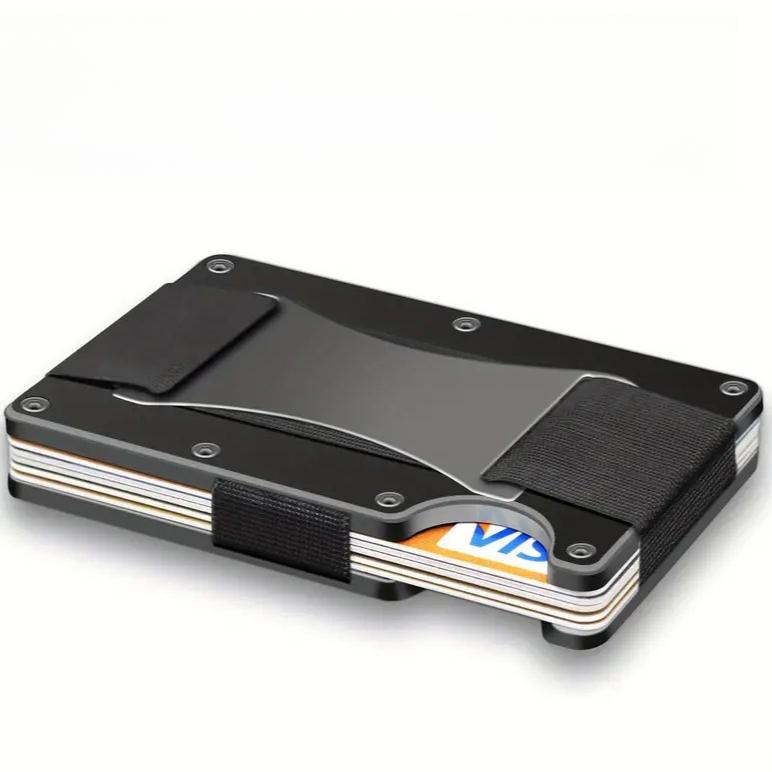 Schlanker RFID-Schutz Hochwertiger Kartenhalter Herren Damen Aluminium Geldbörse Elastische Rückentasche Ausweis Kreditkartenetui Unisex Reise Portemonnaie