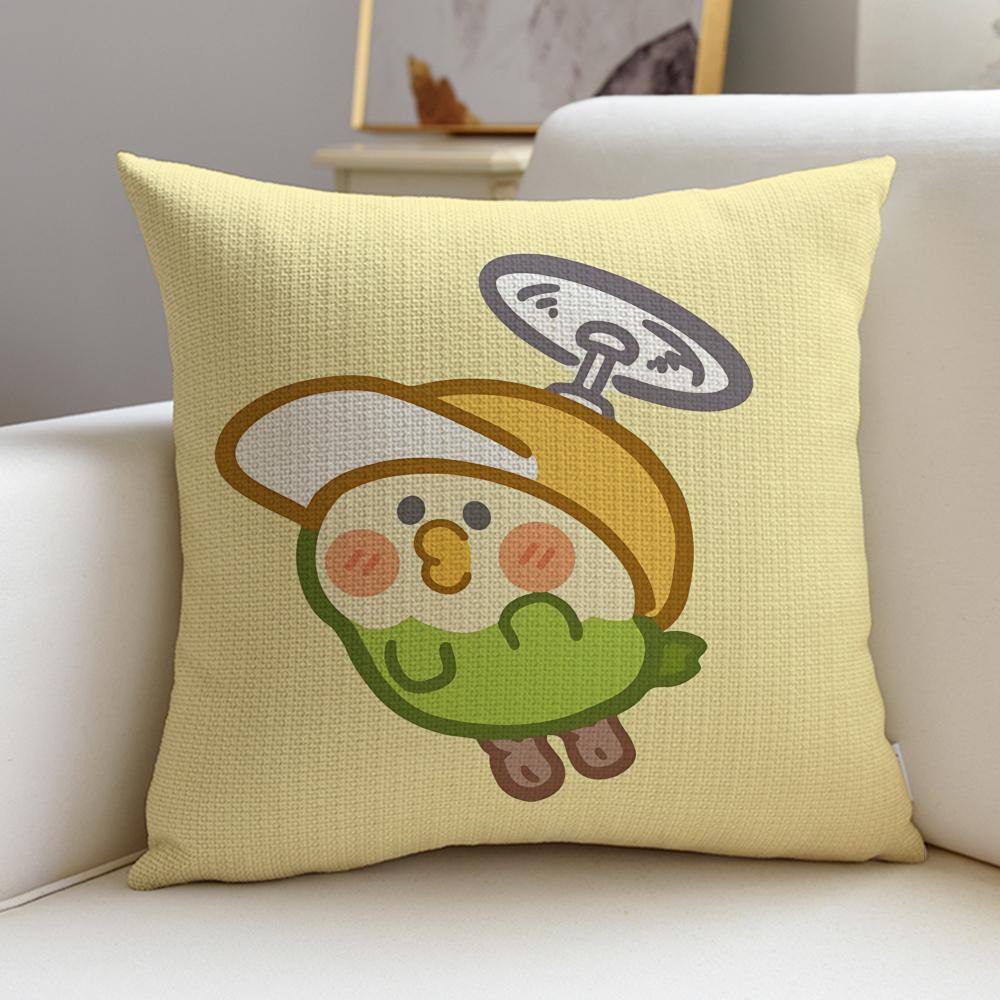 Cute LLittle Parrot BebeS Cushion Cover Breathable and skinfriendly linen pillowcase square removable and washable cushion