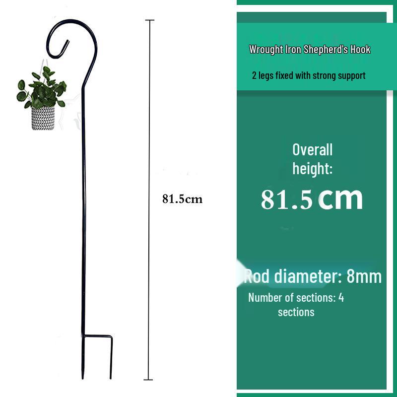 Outdoor Wrought Iron Shepherd's Hook for Garden, Courtyard, or Balcony Lighting