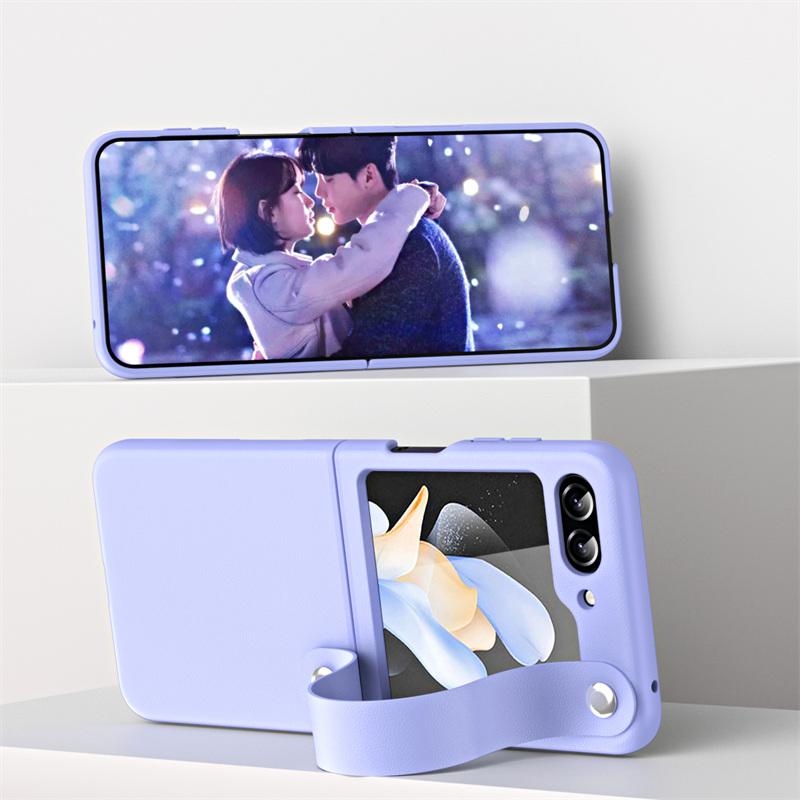 Ultra Thin Skin Friendly Matte for Samsung Galaxy Z Flip 7 FE 6 5 4 3 Case Hand Strap Stand Premium Leather Protective Cover