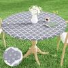 Homaxy New Round Tablecloth 1 PCS PEVA Material Wipeable Flannel Backed Vinyl Tablecloths Waterproof Elastic Fitted Table Covers