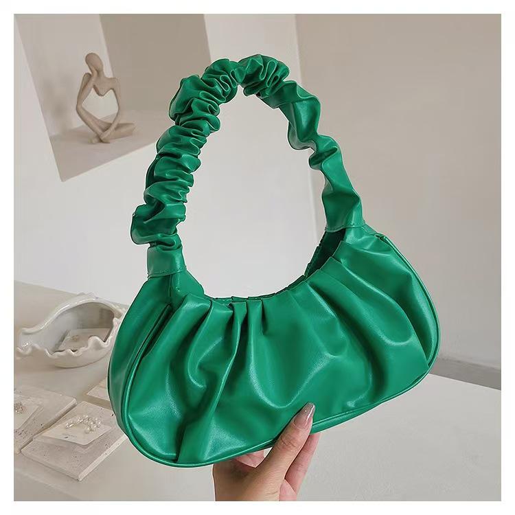 Korean One-Shoulder Pleated Dumpling Tote Bag