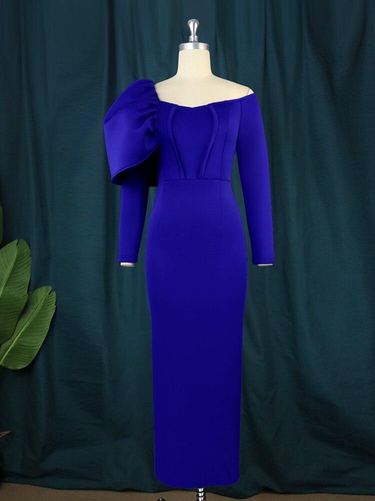 Large Size Off Shoulder Dresses Bodycon Long Sleeve High Waist Evening Party Outfits for Women Autumn Cocktail Gowns
