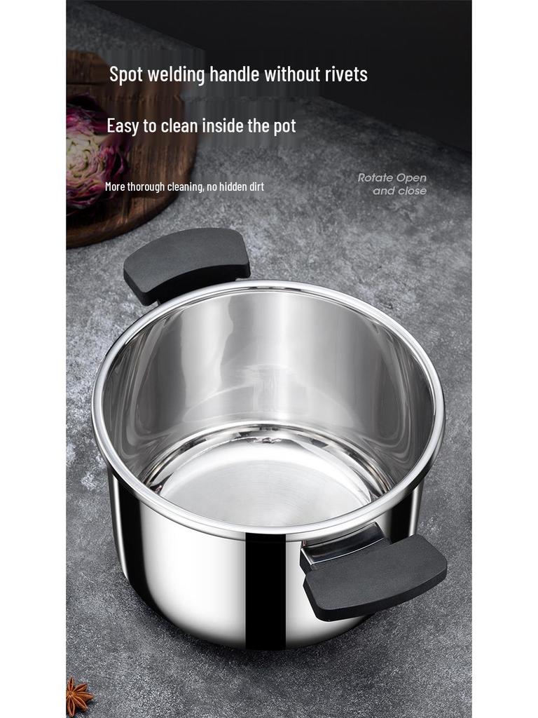 304 Stainless Steel Household Pressure Cooker, Explosion-Proof, Compatible with Induction & Gas Stoves, 4L & 6L, Serves 3-4 People
