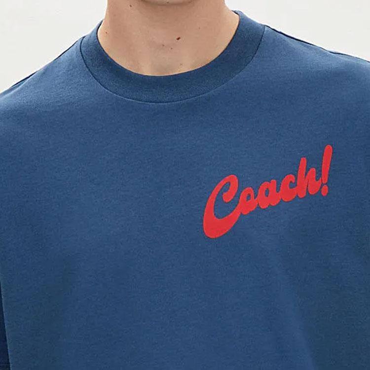 Coach Ss24 Logo Print Round Neck Short Sleeve T-Shirt Men Tops Deep-Denim CT009-DDE