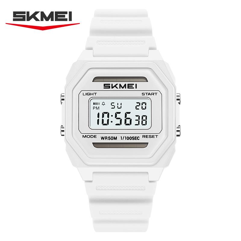 SKMEI 2640 Solar Power Student Digital Watch Retro Square Design Multi-function Waterproof Sporty Boy&Girl Watch Gift