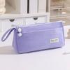 Corduroy Pencil Case Large Capacity Double-Layer Pencil Pouch for Middle School Office Cosmetic Bag Multi-Purpose Stationery Organizer for Pens Makeup
