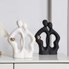 Abstract Human Ceramic Figurine Black and White Couple Small Sculpture Living Room Entryway TV Cabinet Tabletop Decoration Gift