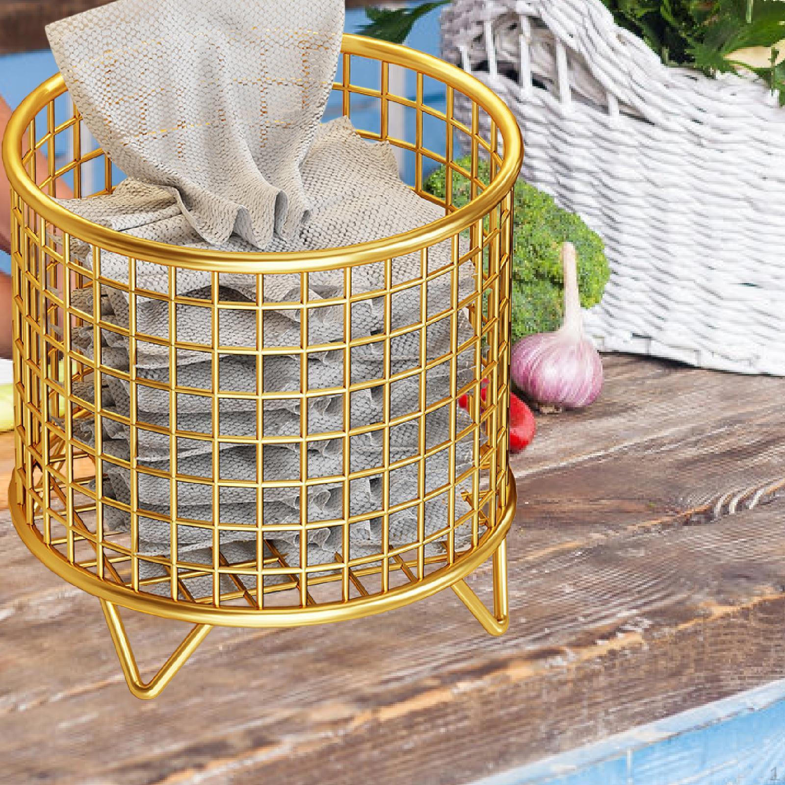 Круглая металлическая проволочная корзина настольный органайзер практичная сетчатая корзина для хранения кухонная полка для золотой 1199₽