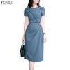 Women Casual Round Neck Summer Short Sleeve Sheath Dress