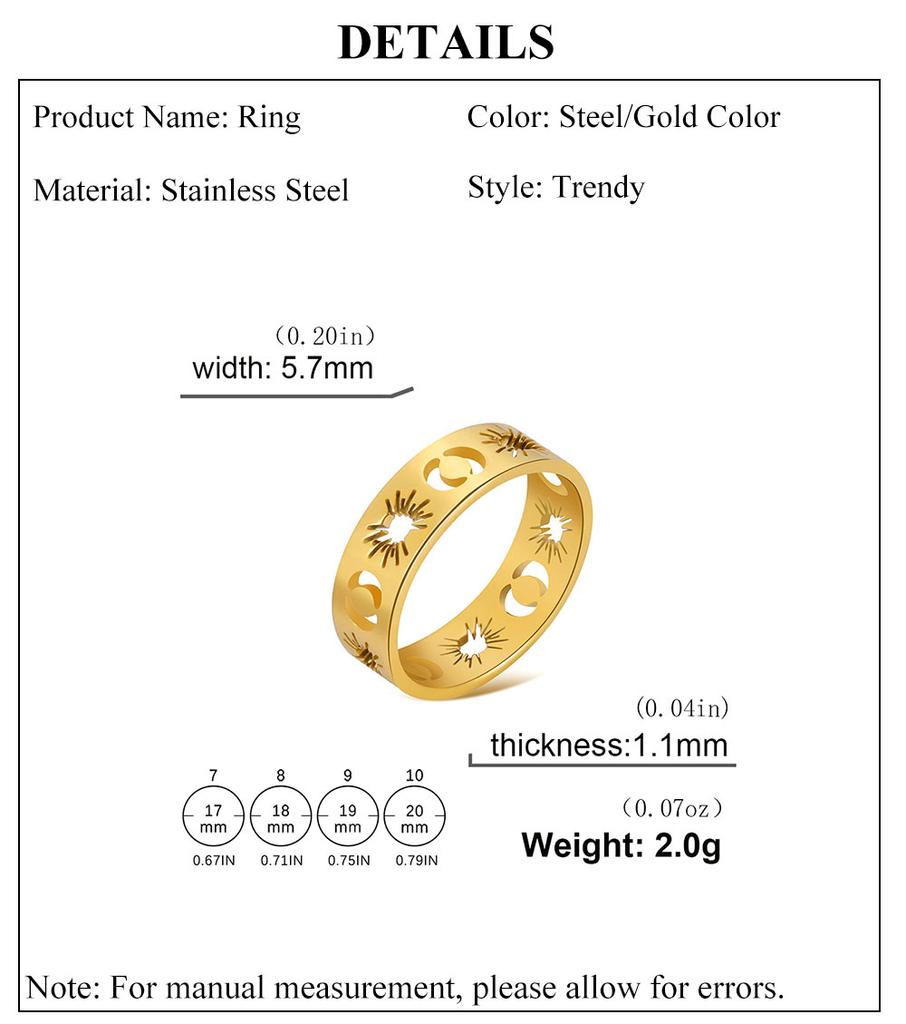 Cazador Stainless Steel Sun Crescent Moon Rings for Women Gold Color Rings 2026 Jewelry Anniversary Birthday Mother Gift New