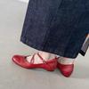 Cowhide version~ retro round head light ** fork belt Mary Jane single shoes women's spring and autumn commuting shoes