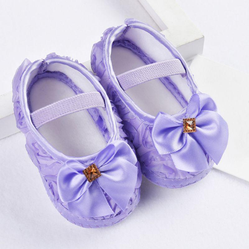 Newborn Baby Girl Shoes First Walkers Lovely Sneakers Infant Kids Girls Rose Flowers Bow Princess Shoes