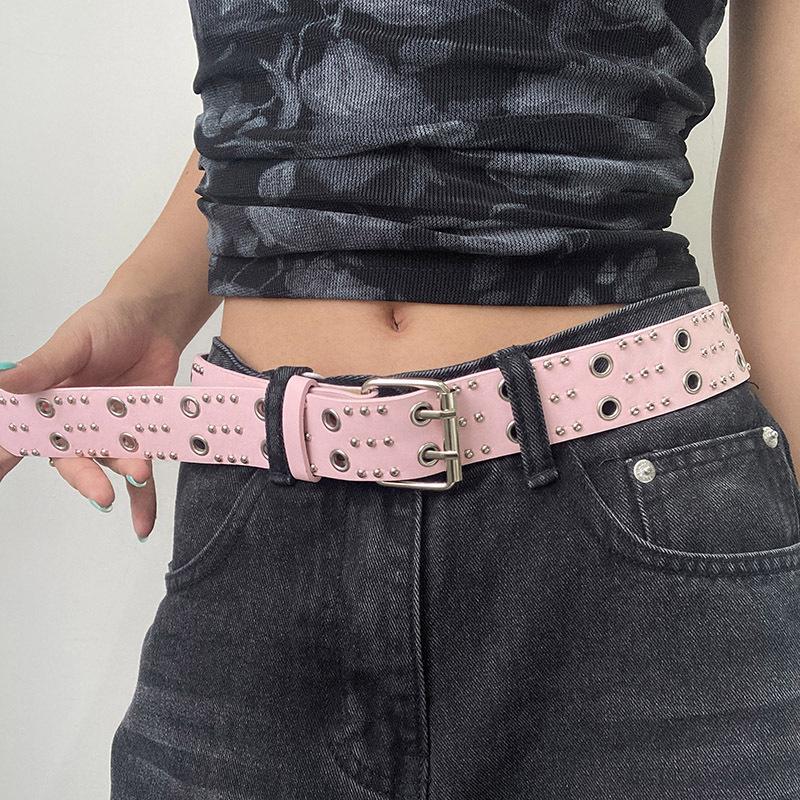Women's Rivet Belt Fashion Casual Punk Style Pu Leather Waistband Personalized Waistband Decoration Accessory