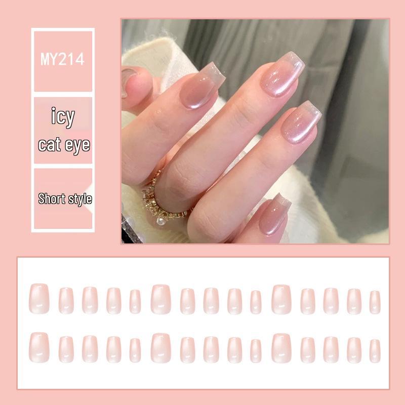 Chasing Light Cat's Eye Crystal Nails: Handmade, Detachable, Flash Diamond Design for Trendy, Stylish Looks.