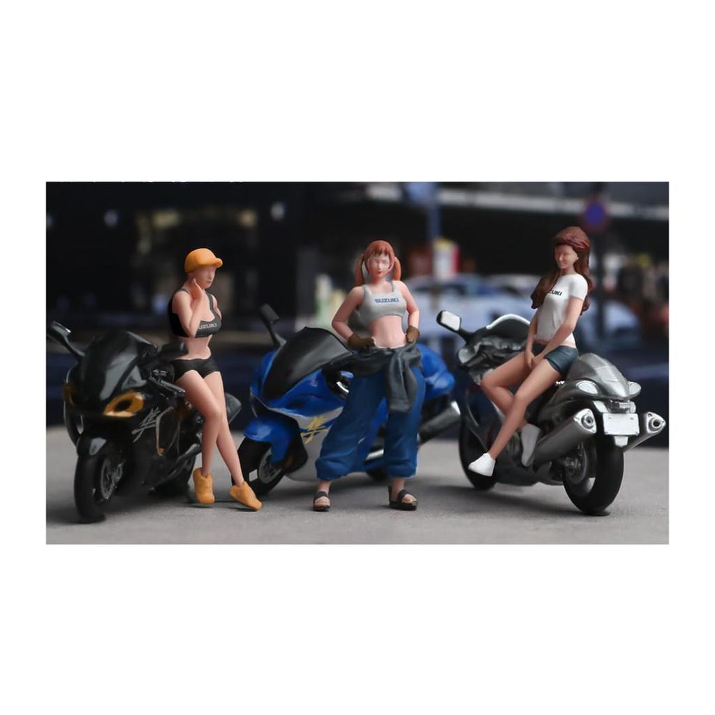 Moreart Miniature Figure Bike Set MO222071 Model Girl Model Diorama Minicar 1/64 & [Used]