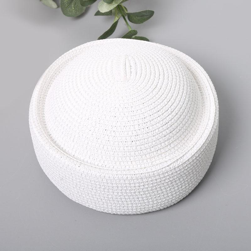 

Straw Pillbox Hat Summer Beret Sun Hats Japanese Retro Weeding Fedora Hostess Fashion Millinery Fascinator Designer Painter Hat 55-58cm белый