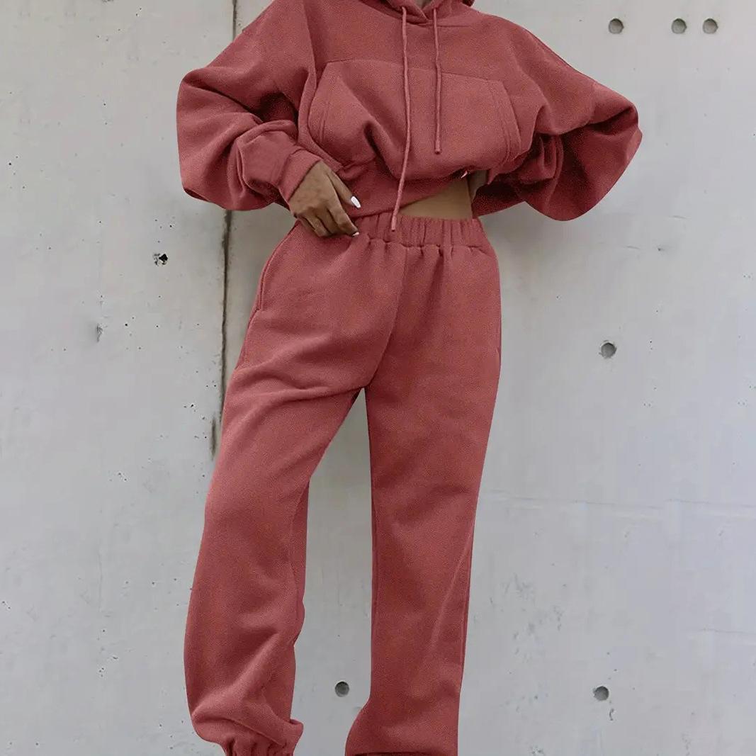 

Hot And Women s Clothing New Casual Hoodie Jacket Sports Suit For Women L рожевий