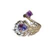 French Light Luxury Purple Flash Diamond Wing Silver Silk Opening Ring Women's Niche Personality Design Advanced Sense Index Finger Ring