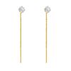 Fashion Earrings Jewelry 925 Sterling Silver Round Zircon Tassel Long Chain Gold Plated Stud Earrings Jewelry for Women