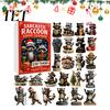 Humorvolle Weihnachts-Hängedeko Waschbär Adventskalender, 24 Tage 2D Acryl-Ornament Countdown Einzigartige Weihnachten Partygeschenke Sammlerstück Niedliche Anhänger für