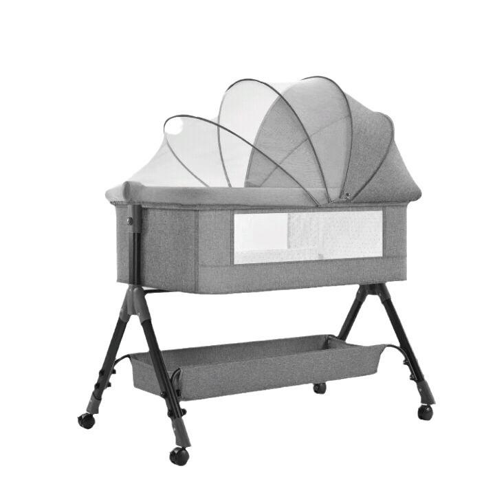 Multifunctional Foldable Baby Cradle Bed: Newborn Crib & Children's Bed with Mobile Splicing.