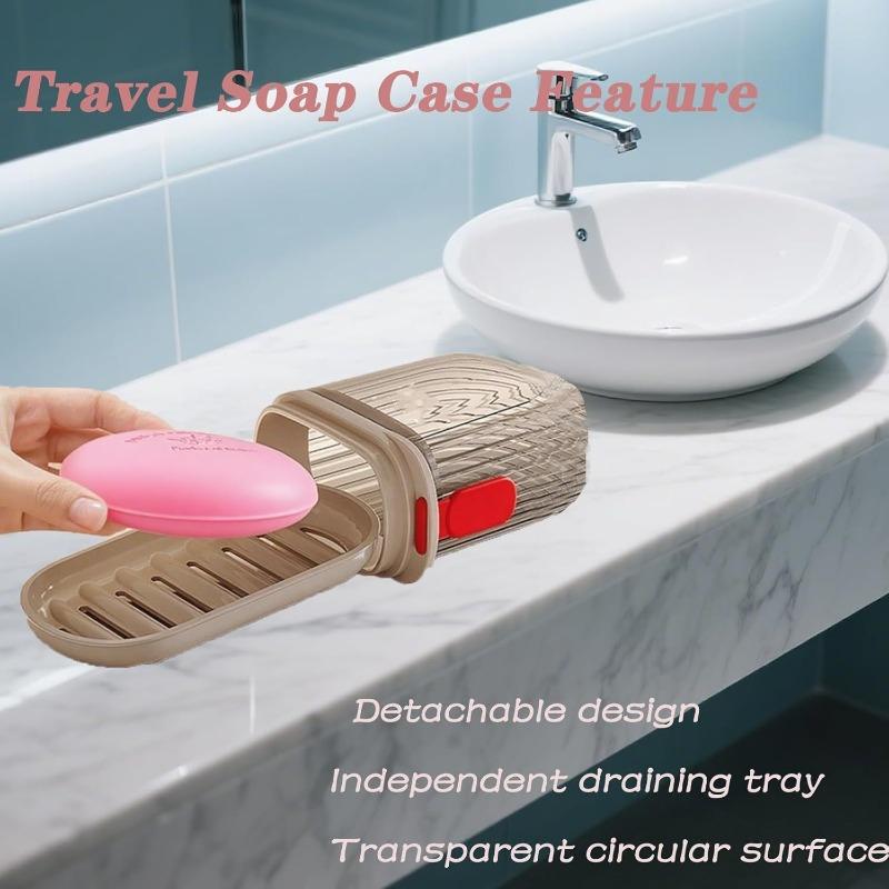 Set de Almacenamiento de Viaje de 4 Piezas, Jabonera Portátil y Estuche para Cepillo de Dientes con Drenaje, Ideal para Dormitorio, Gimnasio y Baño