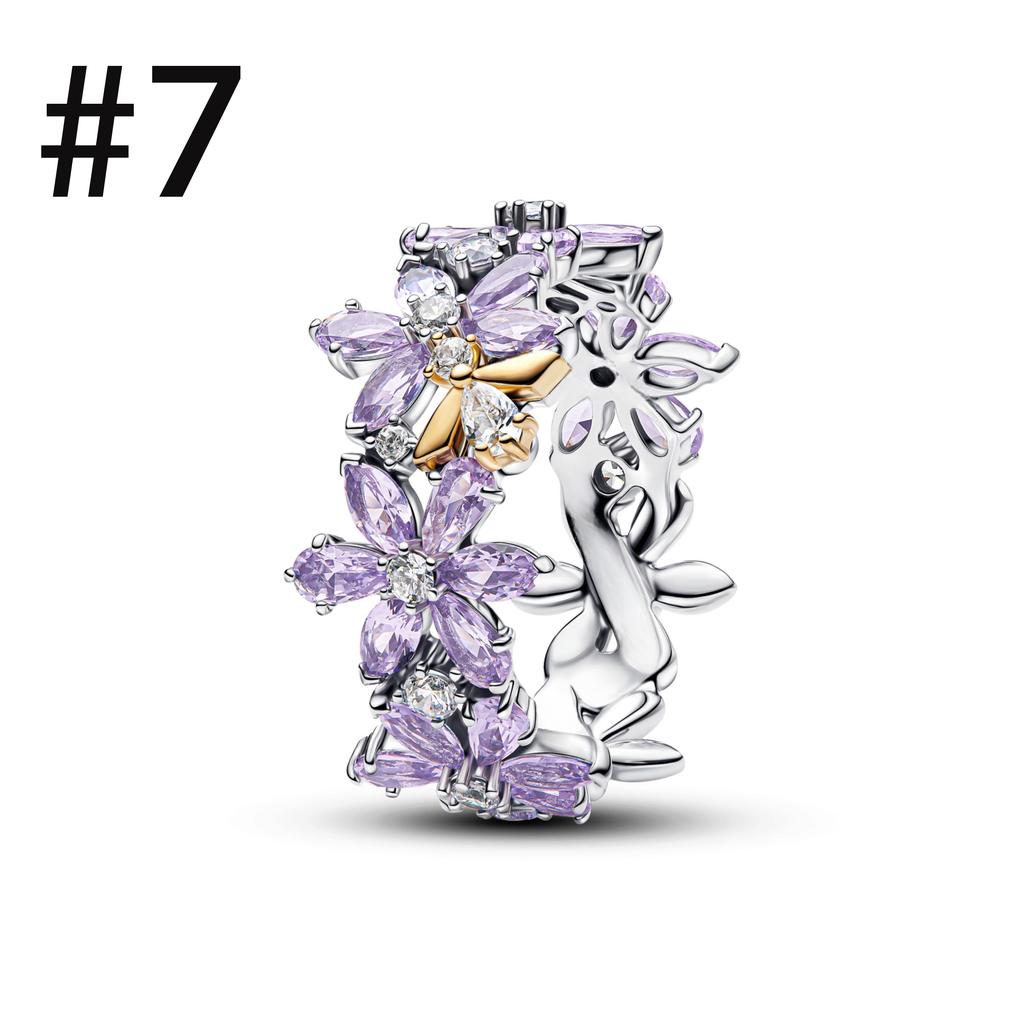 Luxury Original 925 Silver Heart-shaped Bow Flower Ring Fit Women's High-end Jewelry Parties Valentine's Day Gifts