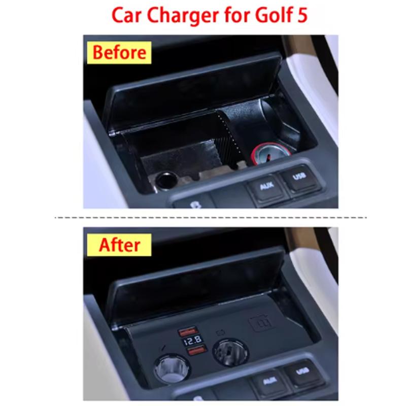 KEN CHUANG Car Charger for Volkswagen Golf 5 6 Eos MK5 Golf 7 / 7.5 Jetta Scirocco Cigarette Lighter USB Splitter Fast Charging