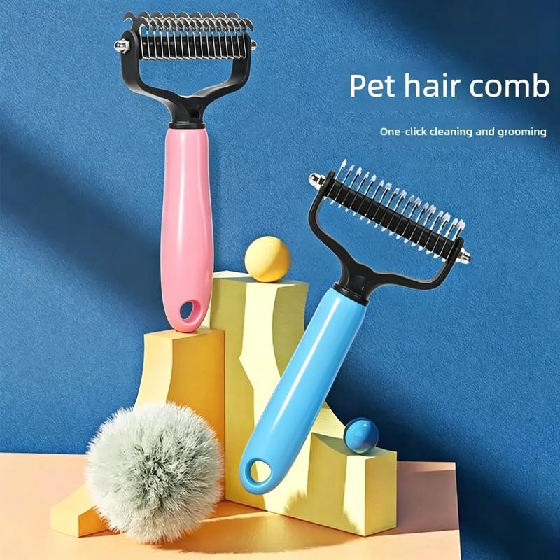 Professional Double-Sided Pet Grooming & Deshedding Comb – Stainless Steel Undercoat Rake for Effective Loose Hair Removal and Daily Pet Care