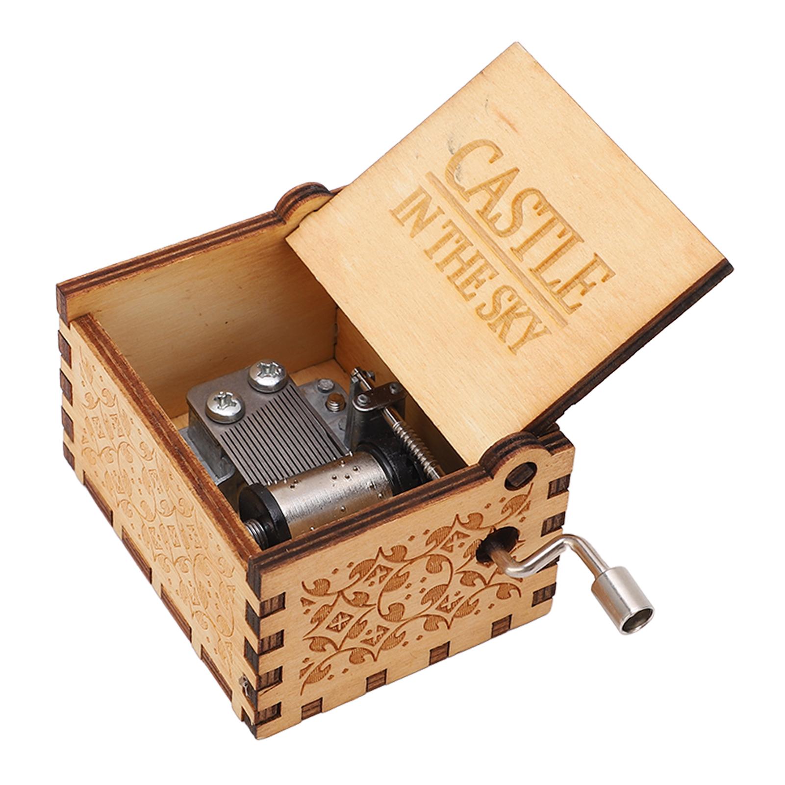 

Музыкальная шкатулка с ручным приводом, портативная деревянная музыкальная шкатулка в ретро-стиле, музыкальная шкатулка «Замок в небесах» для дома