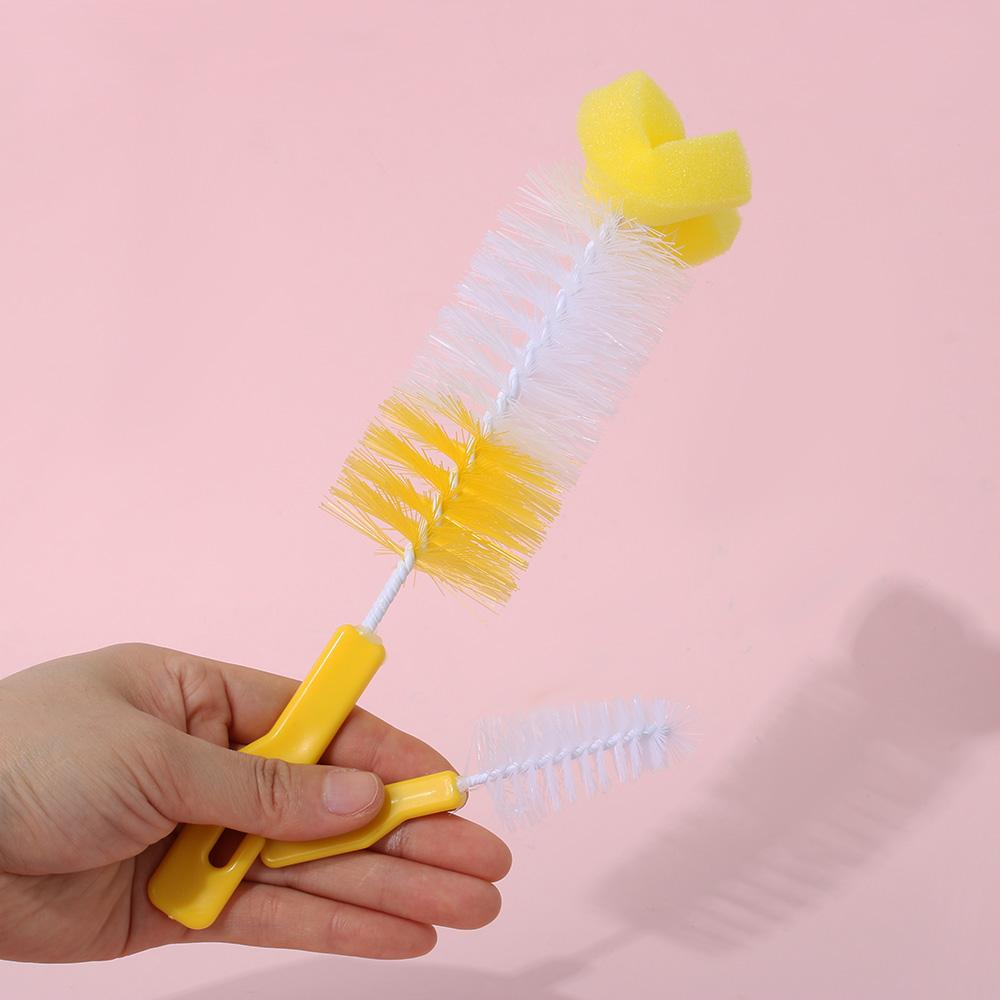 2PCS Head Washing Spout Cup Clean Sponge Bottle Brush Rotating Baby Nipple