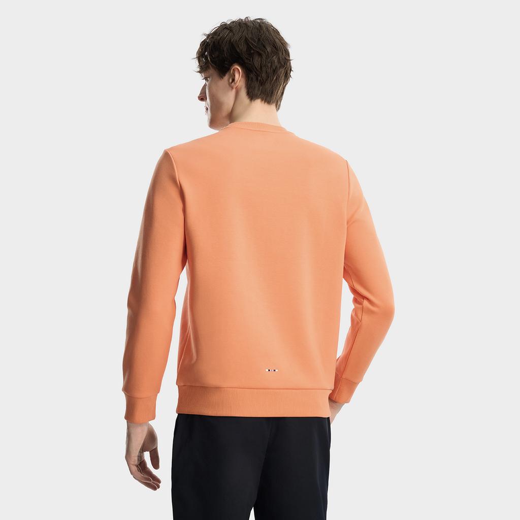 FILA Heritage Fashion Simple Classic Basic Casual Comfortable Versatile Knit Crewneck Sweatshirt Men sweatshirt Bright-Orange F11M618202FOR