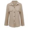 Women's Casual Fashion Solid Color Shirt Lapel Single Breasting Loose Coat
