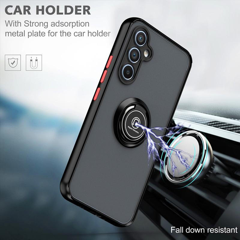 Funda A55 5G Stand Matte Phone Case For Samsung Galaxy A55 A54 A14 A35 A25 A15 Magnetic Ring Folding Bracket Frosted Back Cover