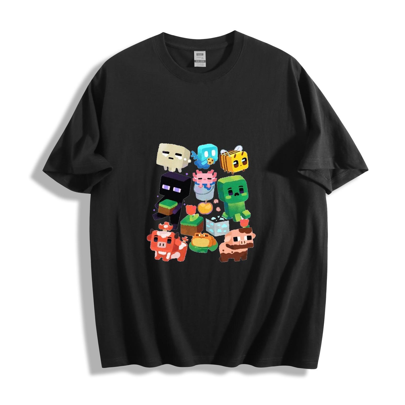 Minecraft Mobs Collage T-Shirt - Cute Creatures & Items Design Unisex Tee S