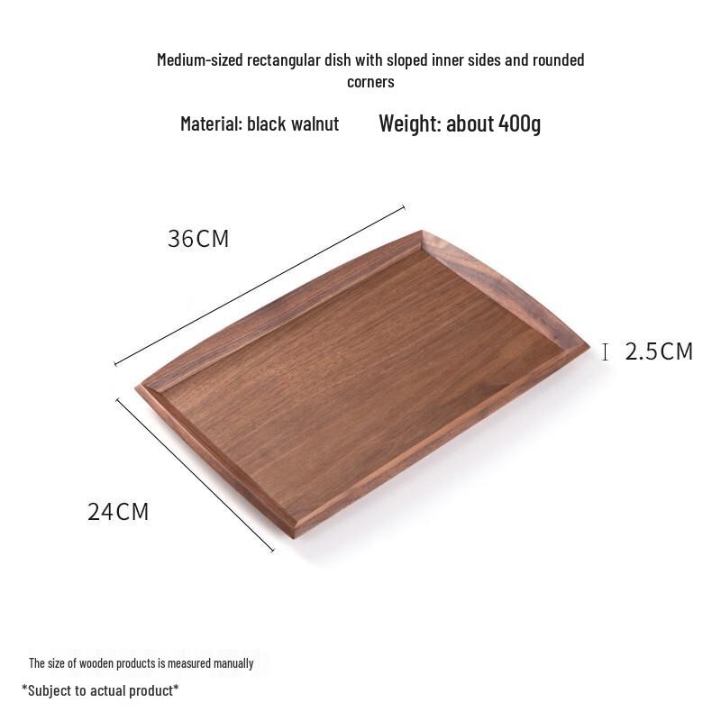 Black Walnut Wooden Rectangular Serving Tray