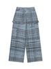 Eogeulliswedou Ruffle Check Skirt Cargo Pants (Blue)