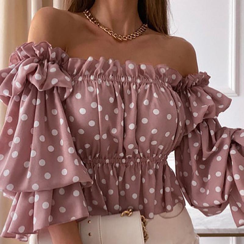 BITCED Women's Summer Fashion One Shoulder Pleated Shirt