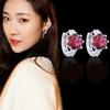 European & American Geometric Stone-Inlaid Metal Stud Earrings – Fashionable, Sophisticated Ear Ornaments