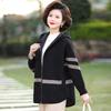 Qianlian Mid-Aged Women's Spring Hooded Knit Cardigan