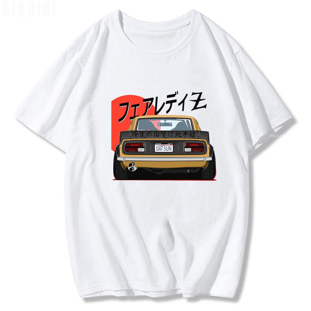 T-shirts Konsttryck Japansk Stil Retrobil 90-tal 100% Bomull Sommar EU-storlek Toppar Casual Harajuku Kortärmad Lös