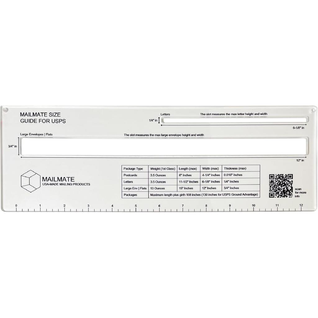 Mailmate Shipping Guide for USPS | Mail Sizer, Mail Measure, Slot Template, Letter & Envelope Size, Measuring Tool for USPS | Inc Ruler & Weights